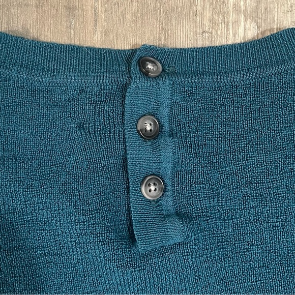 Vintage Banana Republic Deep Teal Marino wool sweater w/ buttons (med) - Picture 2 of 15